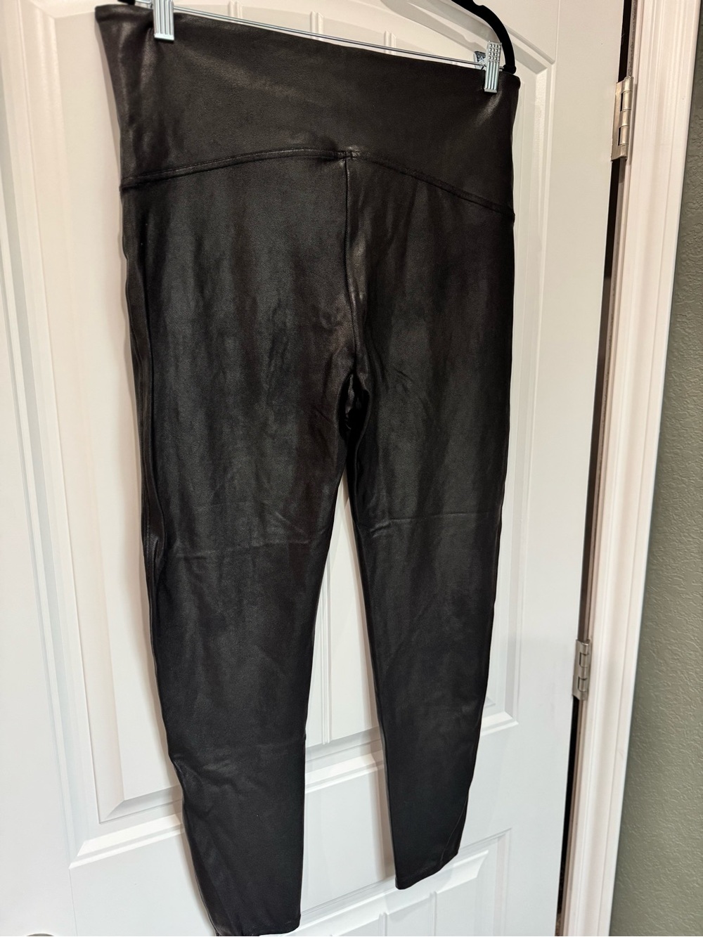Spanx Faux Leather Leggings 3X Black High Rise Shaping Skinny Pants Plus Size